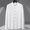 Men's Spring and Summer Simple Plus Size Chinese Standing Collar Shirt, Youth Solid Color Round Neck Shirt