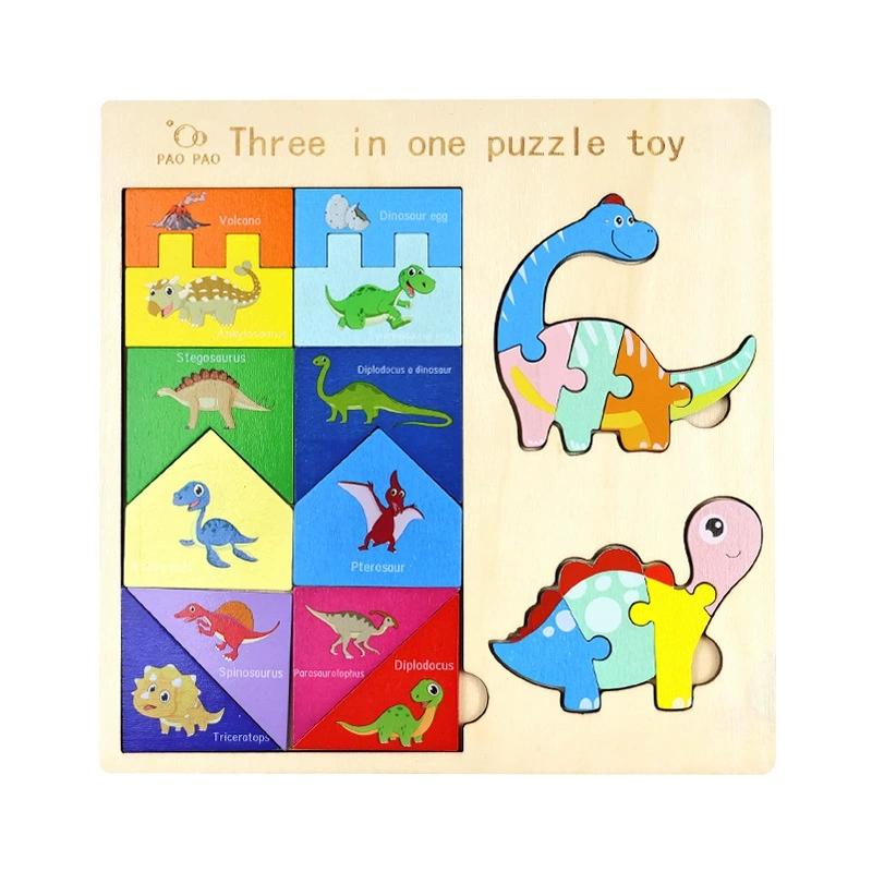 3 In 1 Montessori Wooden Puzzles Color Cognitive Sorting Mathematical Calculation Intelligence Puzzle Jigsaw Board For Kids