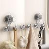 6 Hooks Suction Cup Towel Holder, Removable Shower, ABS Bathroom Towel Holder, Towel Bar with Hooks for Kitchen and Bahroom