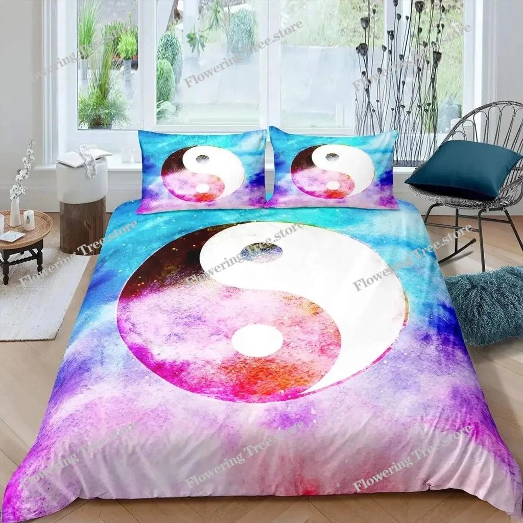 Yin Yang Duvet Cover King Queen Boho Trippy Psychedelic Art Comforter Cover Gossip Spark Bedding Set Microfiber Soft Quilt Cover