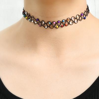 Vintage Elastic Braided Fish Thread Choker Gothic Colorful Necklace Fashion Punk Jewelry Gift for Women Girls