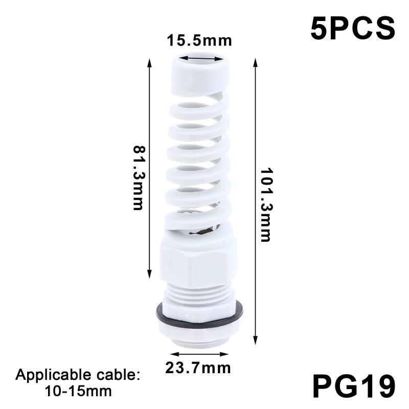 5Pcs Waterproof Cable Gland Pg7 Plastic Anti-Bending Joint M12 Nylon Pa66 Torsion-Proof Glands Pg7/9/11/13.5/16/19/21 Connector