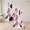 Women Plus Size Two Piece Set Geometric Leaf Printed Strappy V Neck Flared Dress And Long Sleeve Open Front Cardigan