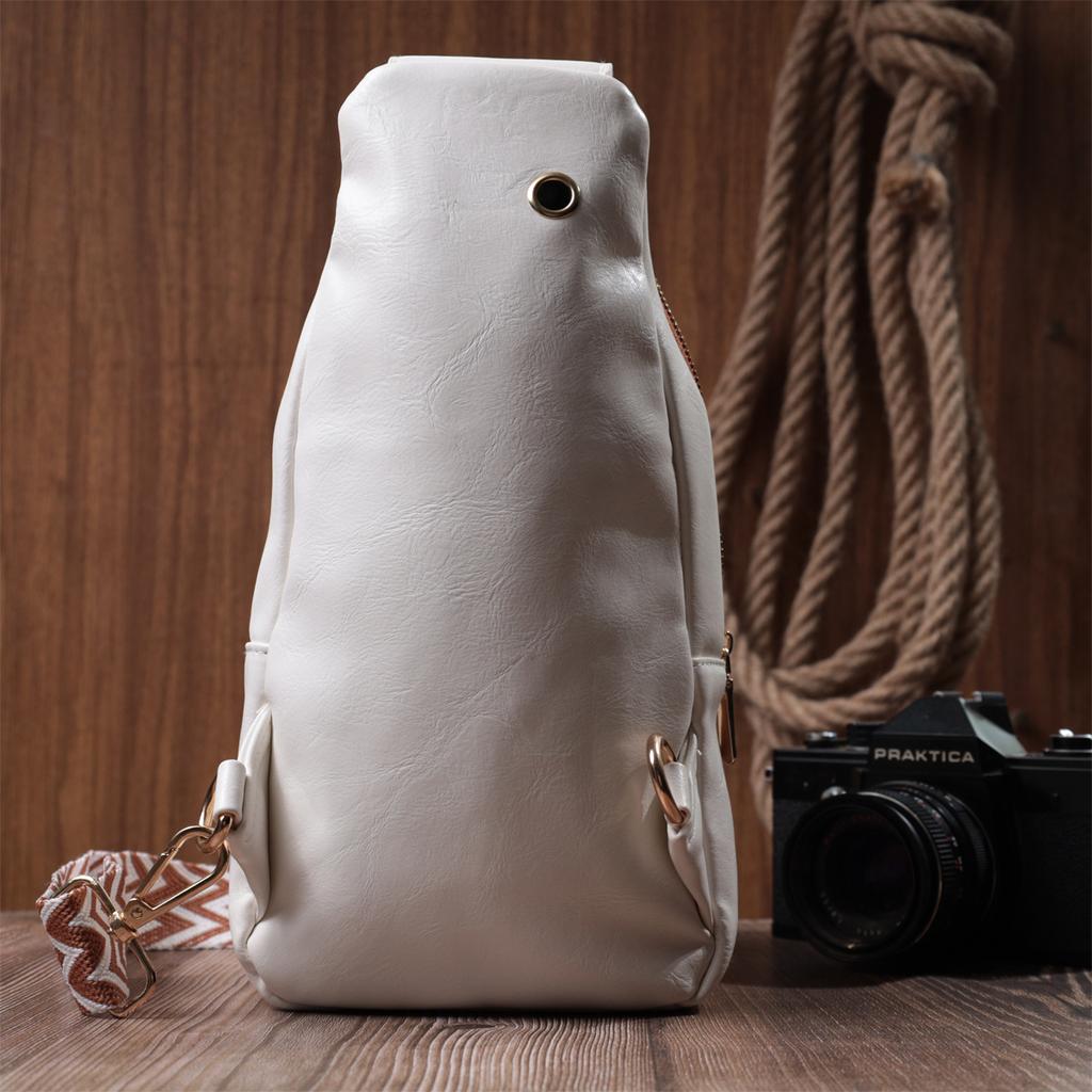 Comfortable Women's Sling Bag Over the Shoulder Made of Eco-leather VINTAGE Bag 22752 White