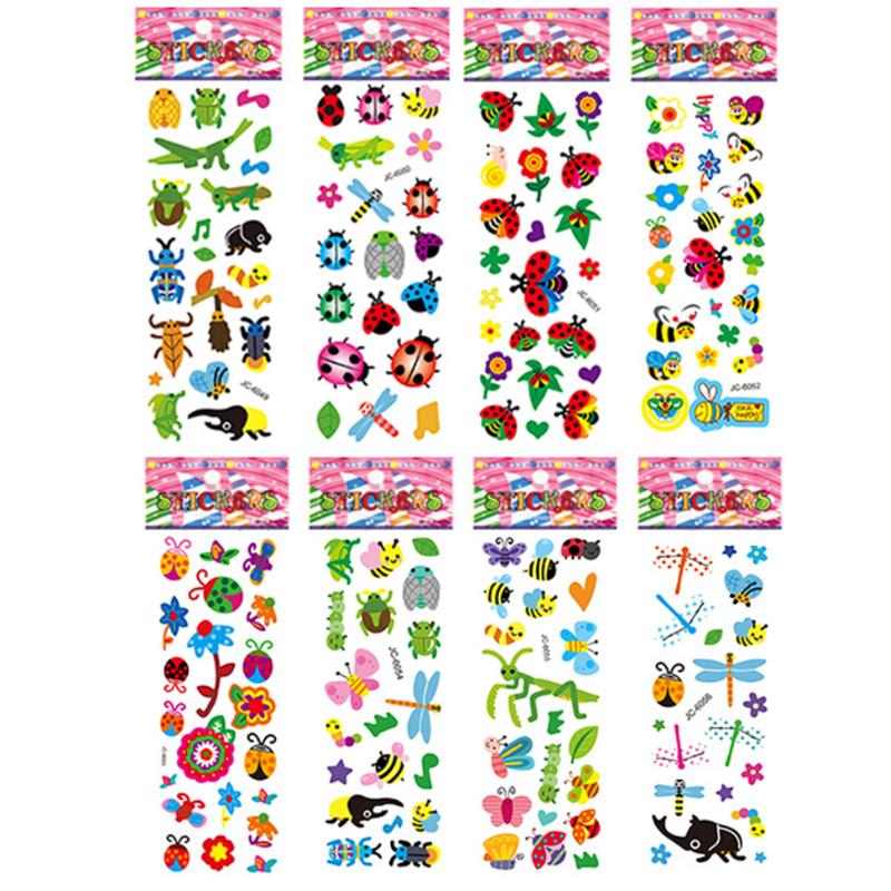 10 Sheets/Set Cartoon Insect Bee Ladybug Sticker Cute 3D Bubble PVC Scrapbooking Stickers for Children Boy Girl Cognitive Toys