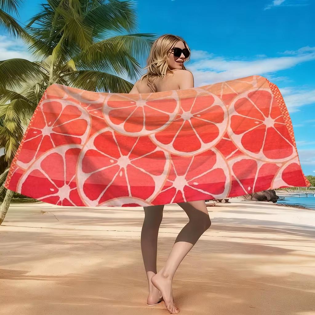 1pc Gradient Orange Beach Towel, Quick-Drying, Super Absorbent, Multi-scene for Beach Pool Gym, Premium Summer Gift