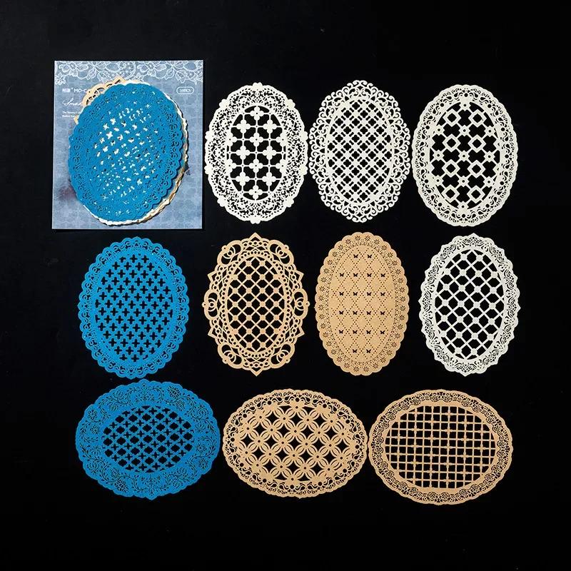 

10 шт./компл. ажурная ручная кружевная декоративная бумага для скрапбукинга, руководство по созданию журнала своими руками, материал для коллажа, эстетические принадлежности для творчества C