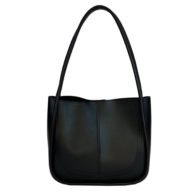 

Women s 2025 Retro Texture Bucket Bag: Large Capacity Single Shoulder Tote for Commute чёрный