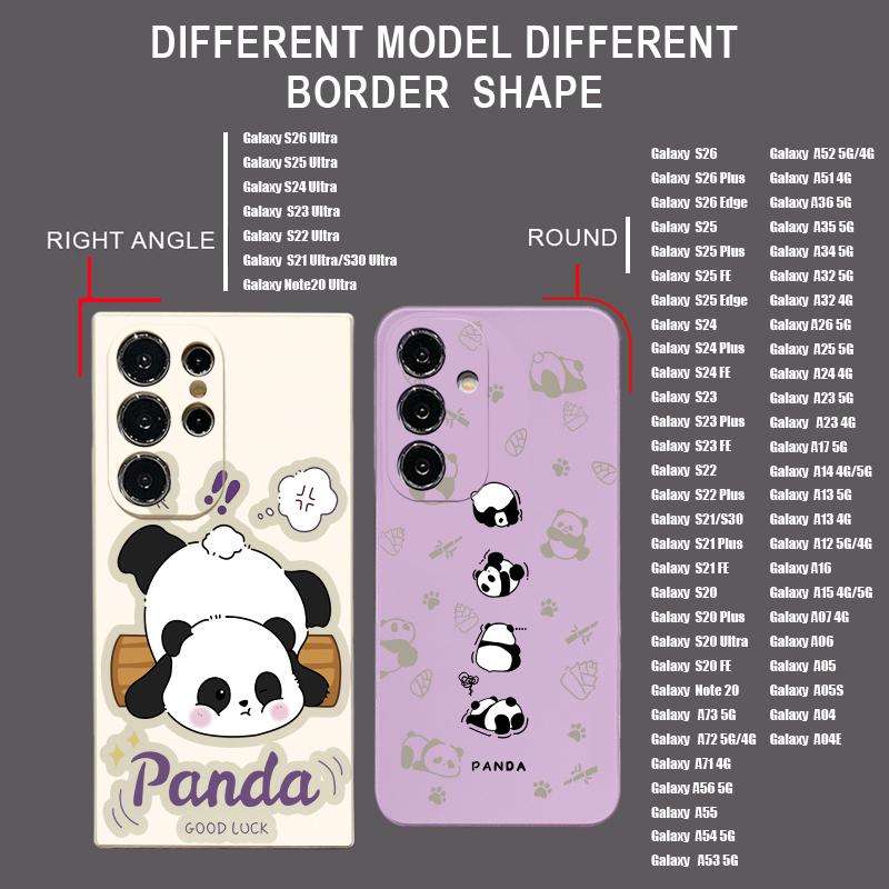 Cute Panda Print Case For Samsung Galaxy A57 A37 A17 A56 A36 A26 A16 A55 A54 5G S21 FE S22 S23 S24 Plus S25 S26 Ultra Cover
