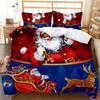 Christmas Duvet Cover Set Cartoon Merry Chirstmas Bedding Set Happy Santa Claus Polyester Quilt Set Pillowcase Double Queen King