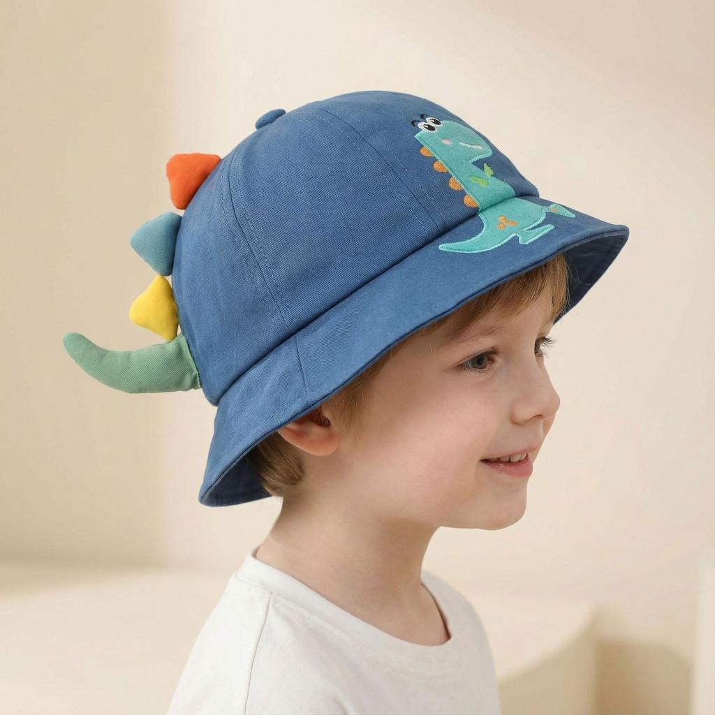 Cute and Adorable Little Girl Sun Hat - Dinosaur Style Children's Fisherman Hat - New Style for Summer and Spring - Boys' Sun Protection Hat