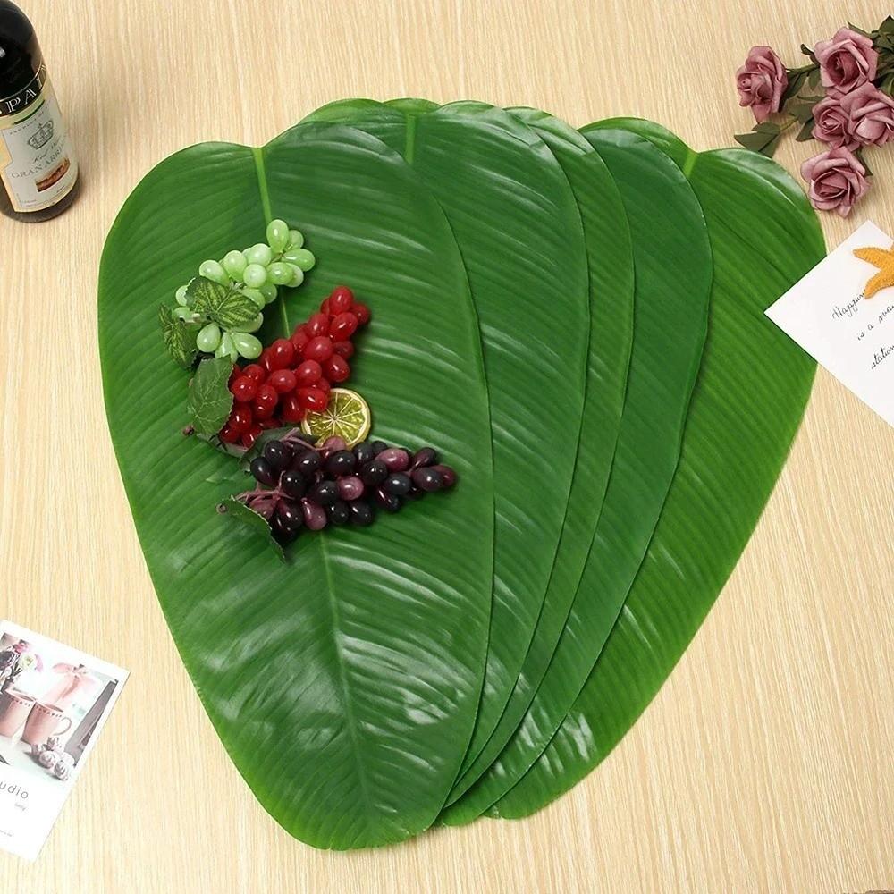 5Pcs Heat Resistant Artificial Banana Leaves Simulation Coasters Decor Faux Lotus Leaf Waterproof Anti Skid Table Mats
