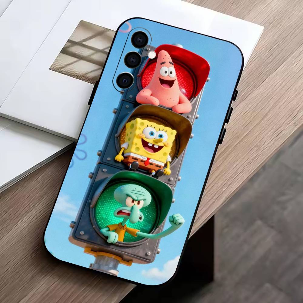 S-SpongeBob Baby Phone Case Black Silicone Soft For Samsung Galaxy A73,A72,A71,A70,A53,A52,A51