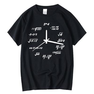 Męski T-shirt 100% Bawełna Casualowy Zabawny Nadruk Zegara Matematycznego Letni Luźny T-shirt z Okrągłym Dekoltem dla Mężczyzn T-shirt z Krótkim Rękawem Męskie Topy