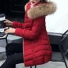 BITCED Winter Coat for Women - Mid-Length Slim-Fit Cotton Jacket with Large Fur Collar and Down-Filled Quilted Design
