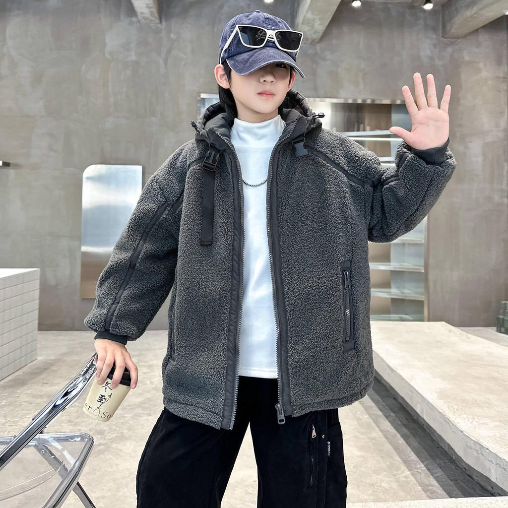 Jungen Kapuzenjacke mit Fleecefutter Herbst/Winter 2025 - Dick, Warm, Baumwollgepolsterter Pullover für Kinder