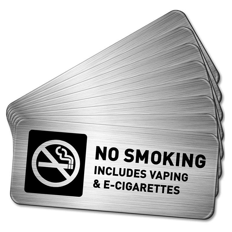 

M-Modern-No Smoking Sign 8 Pieces 7 X 3 Inch Adhesive Metal Industrial Warning Marker For Office Outdoor Indoor Supplies