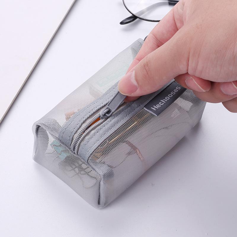 New Minimalist 3D Square Mesh Coin Purse for Women Large Capacity Key Card Holder Transparent Storage Bag