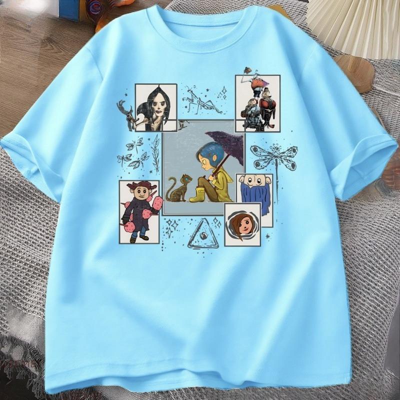 Vintage Halloween Coraline Tshirt for Unisex Women Casual Short Sleeve T Shirt Unisexs Cltoting Harajuku Y2k Clothes Streetwear