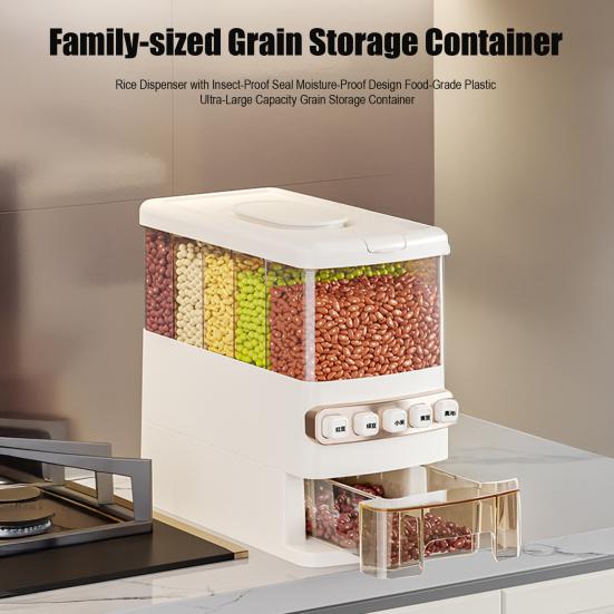 Rice Dispenser with Insect-Proof Seal Moisture-Proof Design Food-Grade Plastic Ultra-Large Capacity