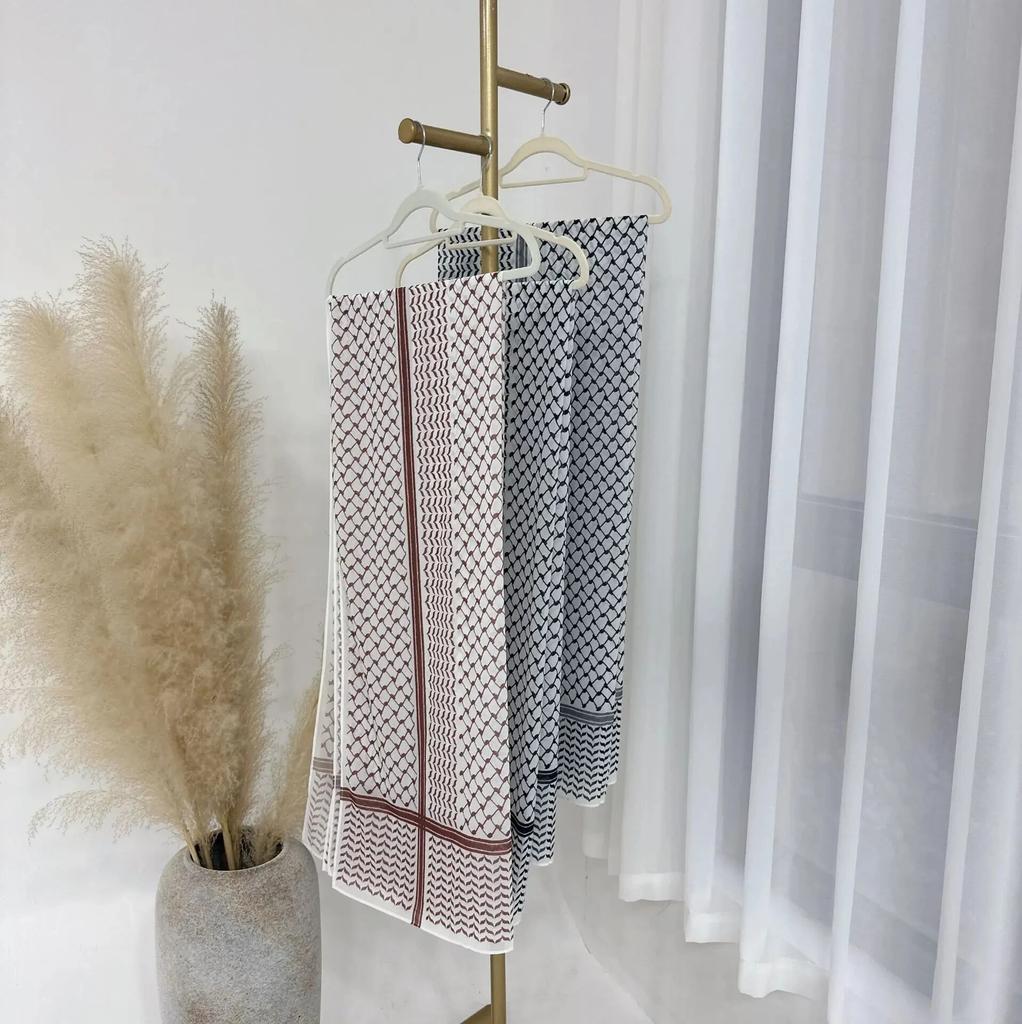 Ramadan Printed Chiffon Headscarf Middle East Dubai Türkiye Headband Muslim Women Hijab Islam Fashion Scarf Female Long Turban