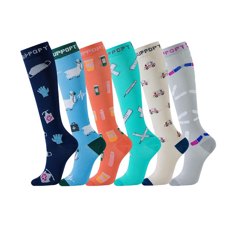 Herbst Damen Europäische & Amerikanische Sport Kniehohe Kompressionssocken, Hochelastische Schlankheits-Wadensocken