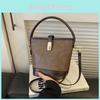 Fashionable Pu Leather Bucket Bag With Soft Structure In Casual Brown And Khaki Colors