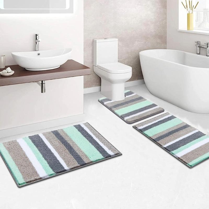Plushes Flockeds NonSkid Bath Mats Fast Drying Water Absorbent Bathroom Carpet for Shower Floor