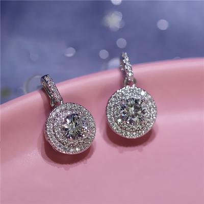 Solid S925 Sterling Silver Dainty Vvs1 Diamond Earring For Women Fine Jewelry Kolczyki Orecchini Silver 925 Jewelry Earrings Box