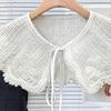 Women Hollowed Out Crochet Knit Flower False Collar Shawl Woolen Mini Capelet Clothing Accessory for Layering Over Tops