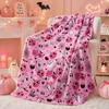 1pc Cute Ghost Pumpkin Pink Blanket for Couch Soft Blanket Gifts Halloween X-mas Flannel Blankets Festival Gifts Four Season Use
