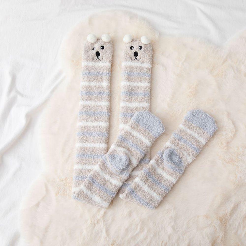 Coral Fleece Socks Winter Knee Lengthening Stockings Floor Socks Bear Women's Socks Autumn Winter Thick Snow Socks Sleep Sock