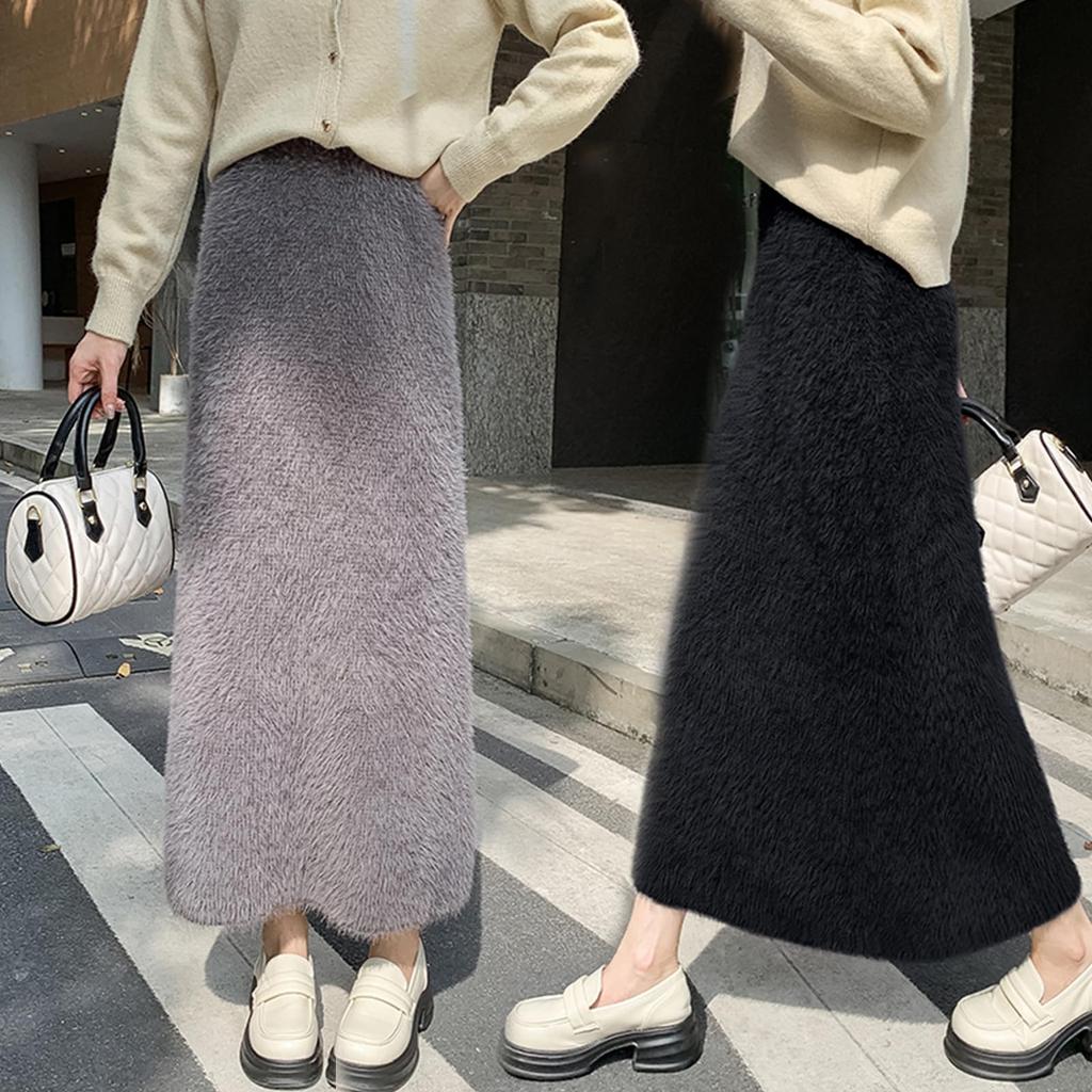 JoccKorr Knit Brushed Long Work Women's Skirt, Skirt, A-Line Skirt, Casual, Skirt, Fall/Winter