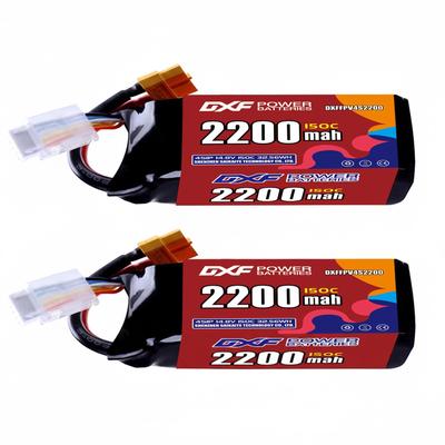 DXF POWER LiPo 4S 14.8V 2200mAh 150C XT60 Battery for FPV Drones, RC Boats, and Racing Drones. Lightweight (229g), Compact Design, Grade A Cells.