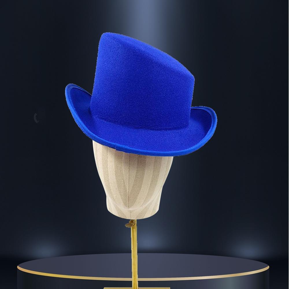 Windproof Slanted Top Hat Warm Slanted Magician's Hat Fashion Fedora Hat Autumn Winter
