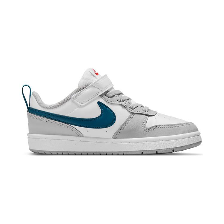 Nike Court Borough 2 Low Top Skateboard Shoes White Gray Blue Kids' BQ5451-117