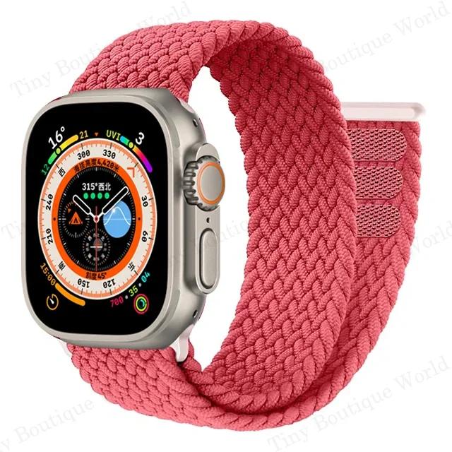 Braided Solo Loop For Apple watch Bands 40mm 44mm 49mm 45mm 41mm 38mm 42mm Elastic bracelet iWatch series 9 8 7 se Ultra 2 Strap