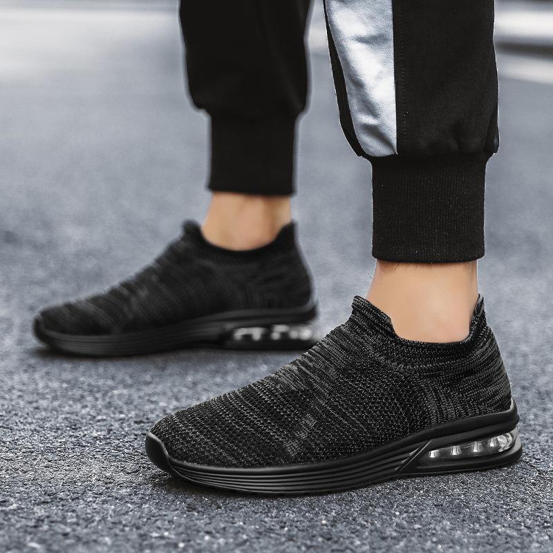 Plus Size Summer New Fashion Couple Air Cushion Shoes Flying Woven Breathable One Pedal Sock Shoes Leisure Sneaker