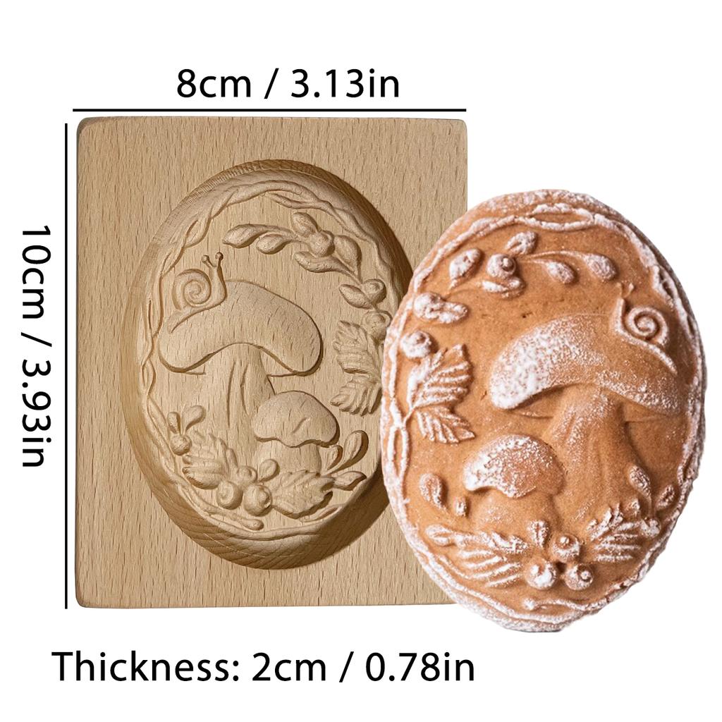 1PC Wood Cookie Molds with Flower Patterns, 3D DIY Carved Embossed Cookie Cutter Moulds for Baking, Fondant Cake Biscuit