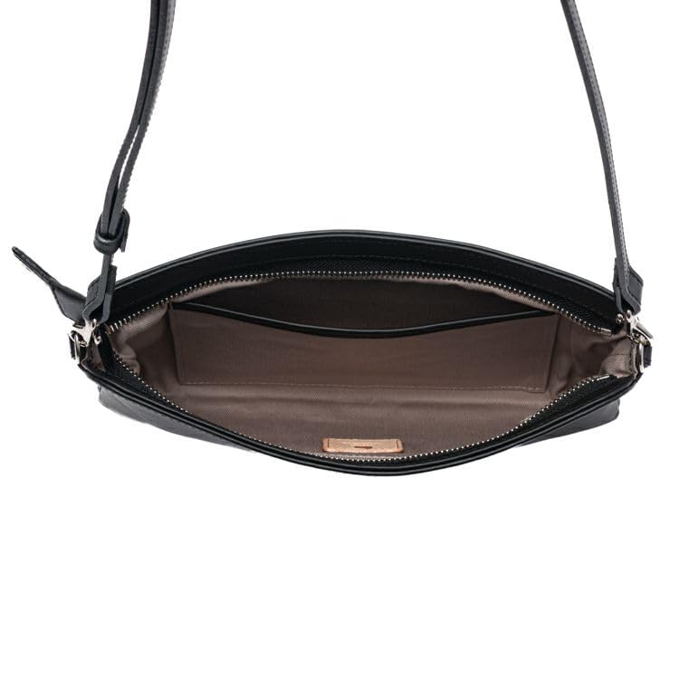 Tryon Officiële Schoudertas, Sacoche, Horizontaal, Echt Leer, Heren en Dames, Klep Mini, Klein, Crossbody Tas, AL133, Zwart