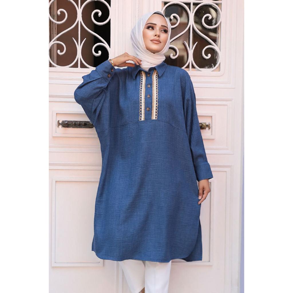 Buttoned Brown Hijab Tunic 663kh