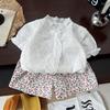 Girls French Pastoral Lace Vest And Bud Shorts Set Summer Sweet Elastic Waist Two Piece Outfit