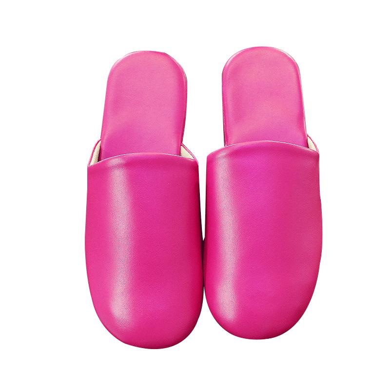 Fashion Women Slippers House Couple Indoor Summer High Quality PU Leather Flats Shoes  Close Toe Casual Non-slip Slides Female