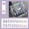 24PCS False Nails with 3D Mint Blue Flower Press on False Nails Artificial Wearable Tips Fake Nail Art Manicure Nail Tips