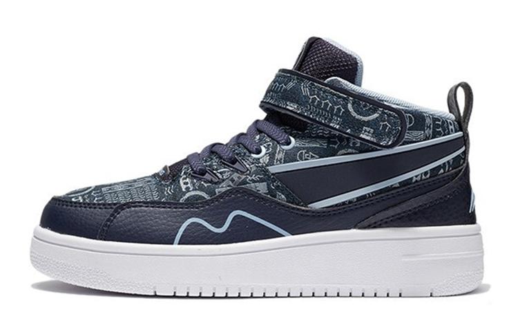 Li Ning Амортизация Rebound Устойчивые к истиранию Средние кеды для скейтбординга Детские Синий туман Подростковые YKCS020-7 37