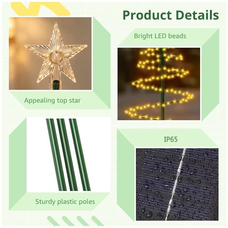 Christmas Tree Garden Decorative Lights Stars LED Solar Ground Light Solar Energy Lamp Coil Shape Sun Lamps