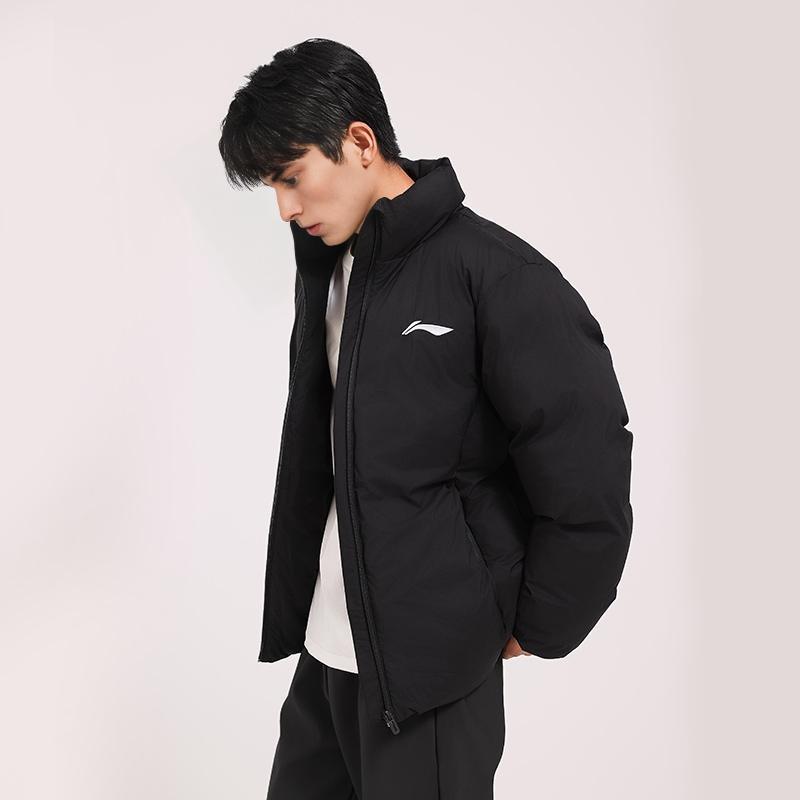 Li Ning Table Tennis Series Warm Stand Collar Comfortable Versatile Long Sleeve Cotton Jacket Unisex jackets Black AJMU293-1