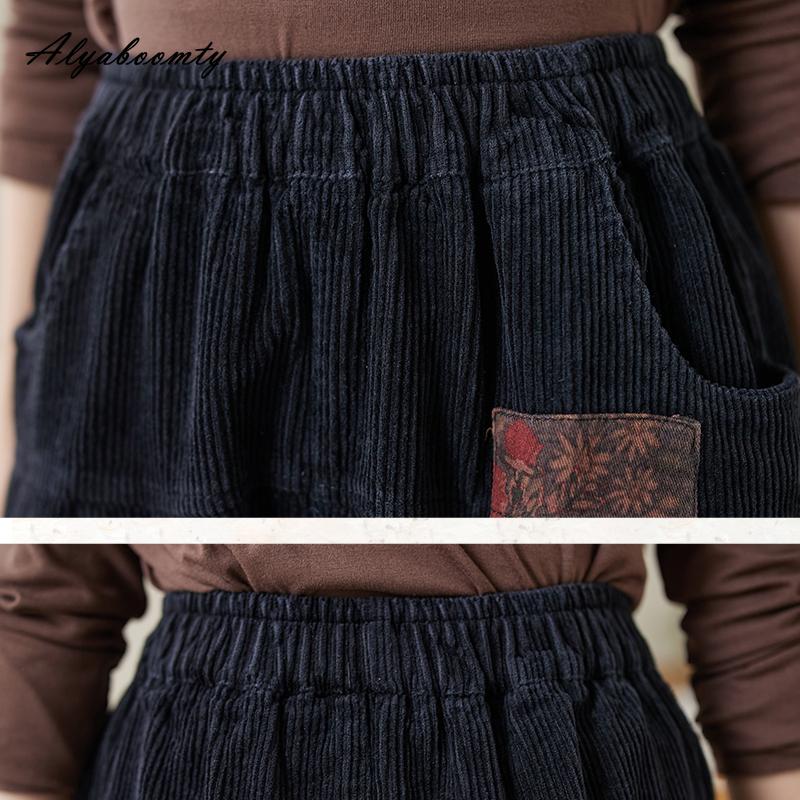 Korean Fashion Herbst Frühling Frauen Harem Hosen Hohe Taille Schwarz Khaki Beiläufige Lose Hosen Vintage Patchwork Baumwolle Cord Capris