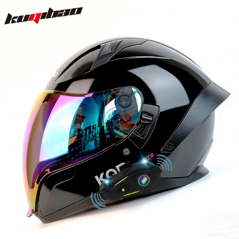Cool Rider Bluetooth Full Face Motorcycle Helmet: Safe, Long Battery Life, Built-in Earphones, Wide View for Navigation