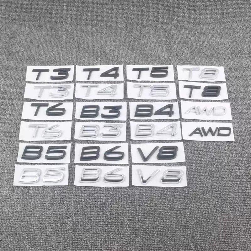 ABS Letters Numbers Emblem B4 B5 T4 T5 T6 T8 Trunk Lid Badge Decal Car Sticker for Volvo V60 Glossy Black Chrome